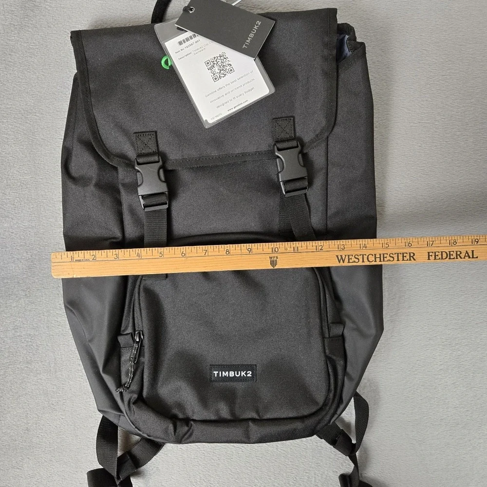 Timbuk2 City Compass Flap Backpack‎ Black Nylon Hiker Day Pack NWT